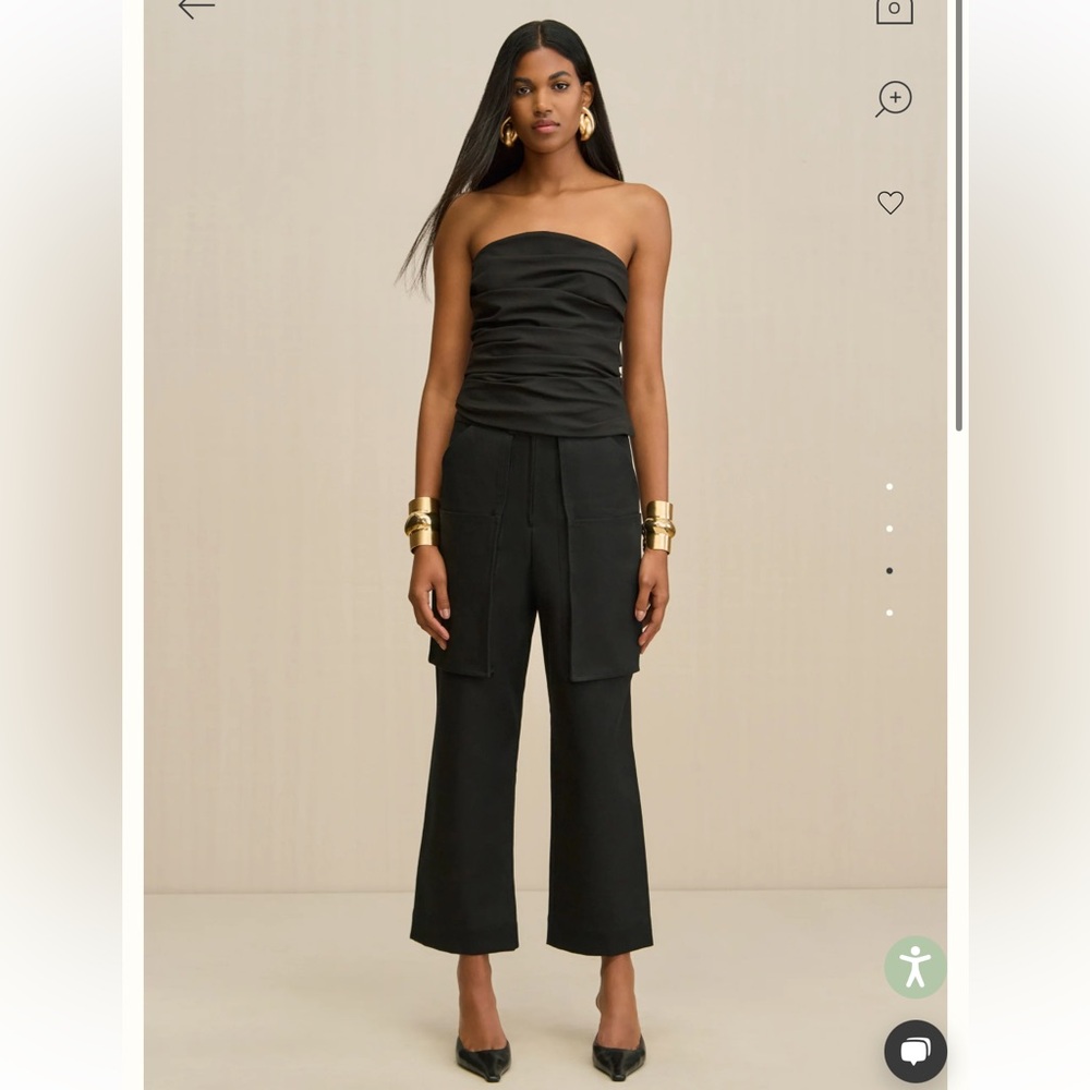cult gaia topanga black heavy cotton twill cargo low rise ankle pants size 30